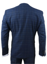 Marcos - Costum bărbătesc bleumarin în carouri, slim fit, 3 piese