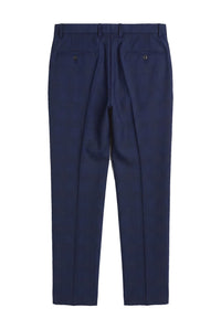 Mark - Pantaloni bărbătești în carouri bleumarin