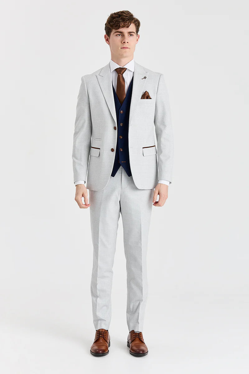 Costum Mark Stone cu vestă contrastantă Mayfair bleumarin