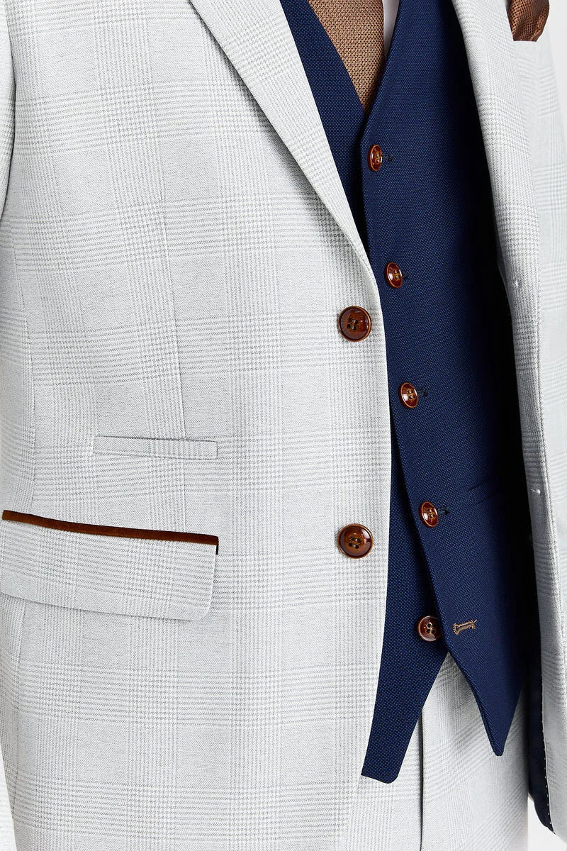 Costum Mark Stone cu vestă contrastantă Mayfair bleumarin