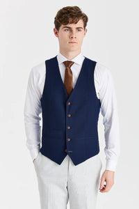 Costum Mark Stone cu vestă contrastantă Mayfair bleumarin
