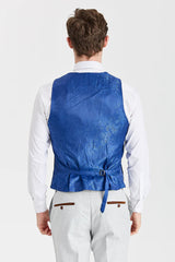 Costum Mark Stone cu vestă contrastantă Mayfair bleumarin