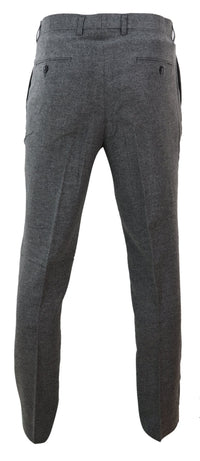 Mens Dark Grey Herringbone Tweed Trousers