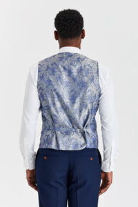 Costum texturat Mayfair bleumarin cu vestă Harris bleumarin cu imprimeu contrastant din tweed