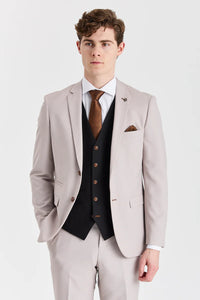 Costum texturat Mayfair Stone cu vestă neagră contrastantă