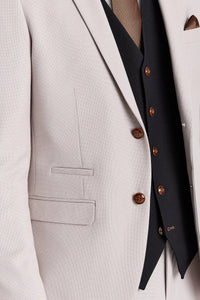 Costum texturat Mayfair Stone cu vestă neagră contrastantă