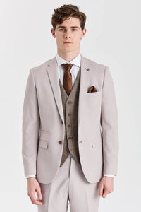 Costum texturat Mayfair Stone cu vestă din tweed Harris Brown