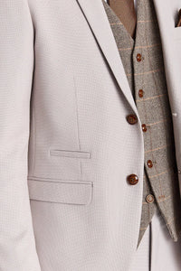 Costum texturat Mayfair Stone cu vestă din tweed Harris Brown