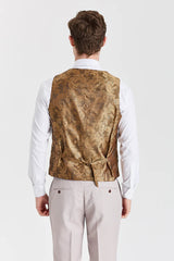Costum texturat Mayfair Stone cu vestă din tweed Harris Brown