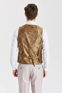 Costum texturat Mayfair Stone cu vestă din tweed Harris Brown