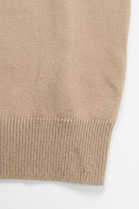Tricou bărbătesc bej tricotat, croială regulată, guler rotund, mânecă scurtă