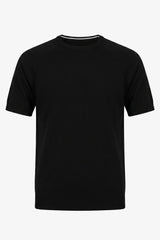 Tricou bărbătesc clasic negru tricotat, cu mânecă scurtă, guler rotund