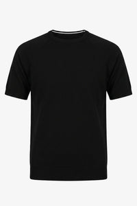 Tricou bărbătesc clasic negru tricotat, cu mânecă scurtă, guler rotund