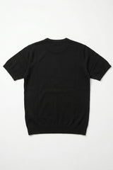 Tricou bărbătesc clasic negru tricotat, cu mânecă scurtă, guler rotund
