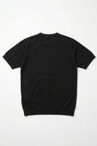 Tricou bărbătesc clasic negru tricotat, cu mânecă scurtă, guler rotund