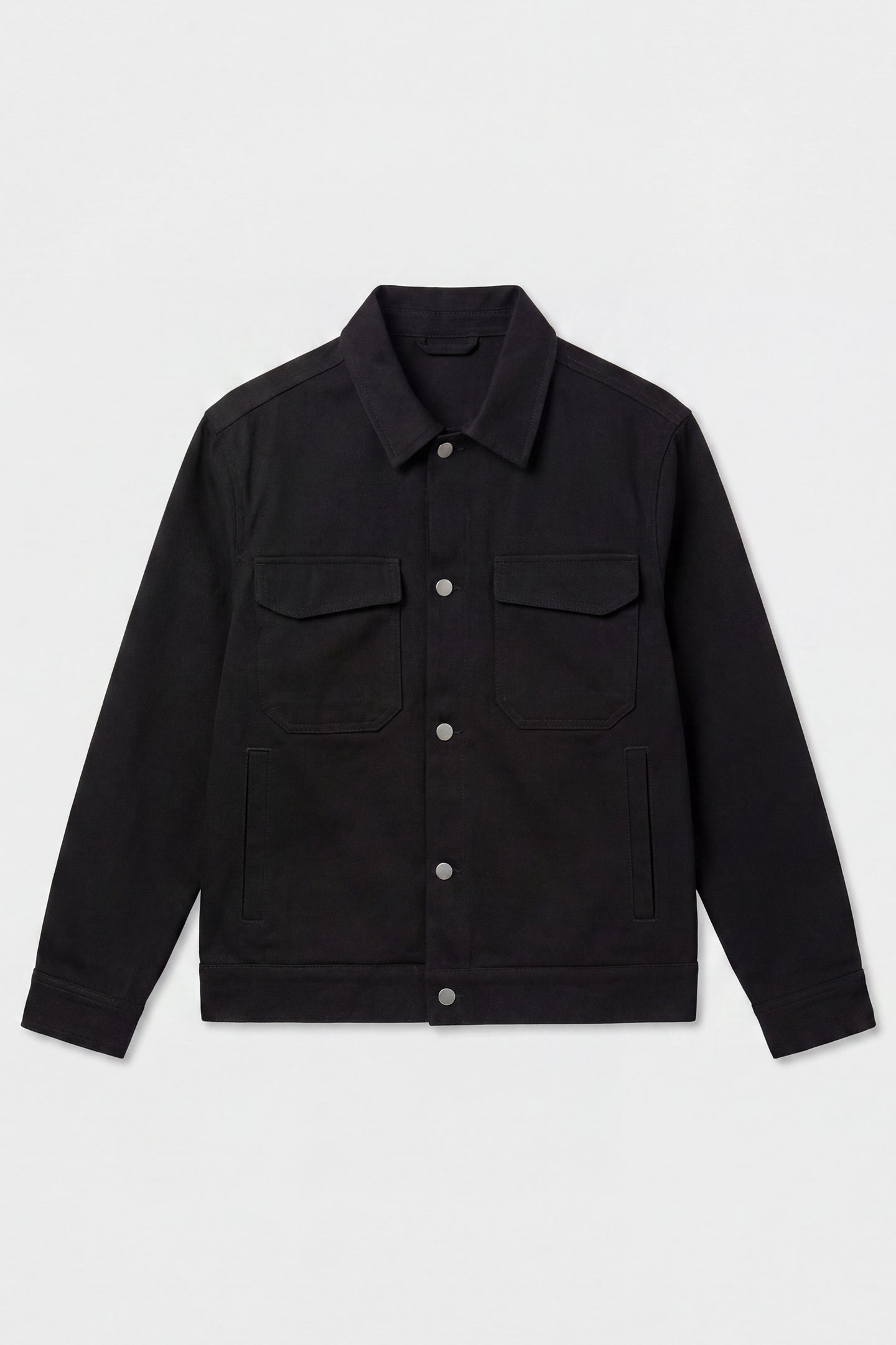 Jachetă bărbătească neagră din bumbac twill - cămașă tip camionetă