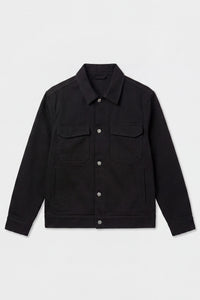 Jachetă bărbătească neagră din bumbac twill - cămașă tip camionetă