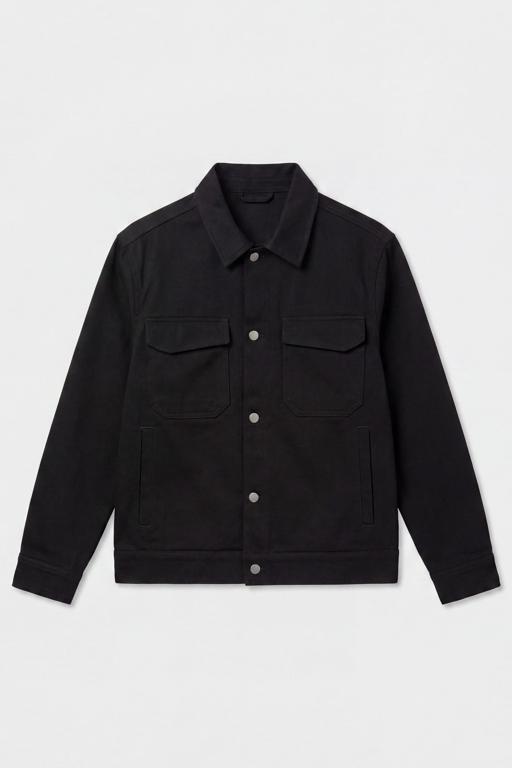 Jachetă bărbătească neagră din bumbac twill - cămașă tip camionetă