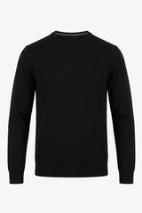 Pulover bărbătesc negru tricotat cu guler rotund, model acrilic