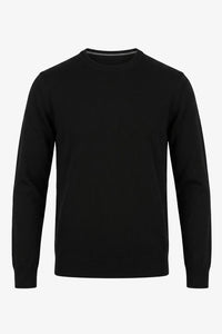 Pulover bărbătesc negru tricotat cu guler rotund, model acrilic