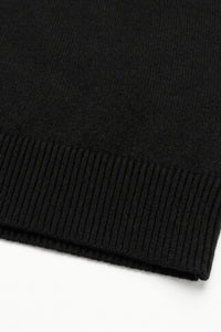 Pulover bărbătesc negru tricotat cu guler rotund, model acrilic