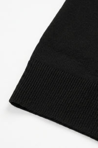 Tricou polo bărbătesc negru tricotat, cu guler fermoar, amestec moale, mânecă scurtă