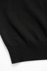 Tricou bărbătesc negru tricotat, croială regulată, guler rotund, mânecă scurtă