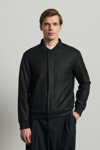 Jachetă bomber elegantă minimalistă neagră pentru bărbați