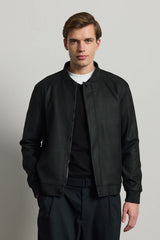 Jachetă bomber elegantă minimalistă neagră pentru bărbați