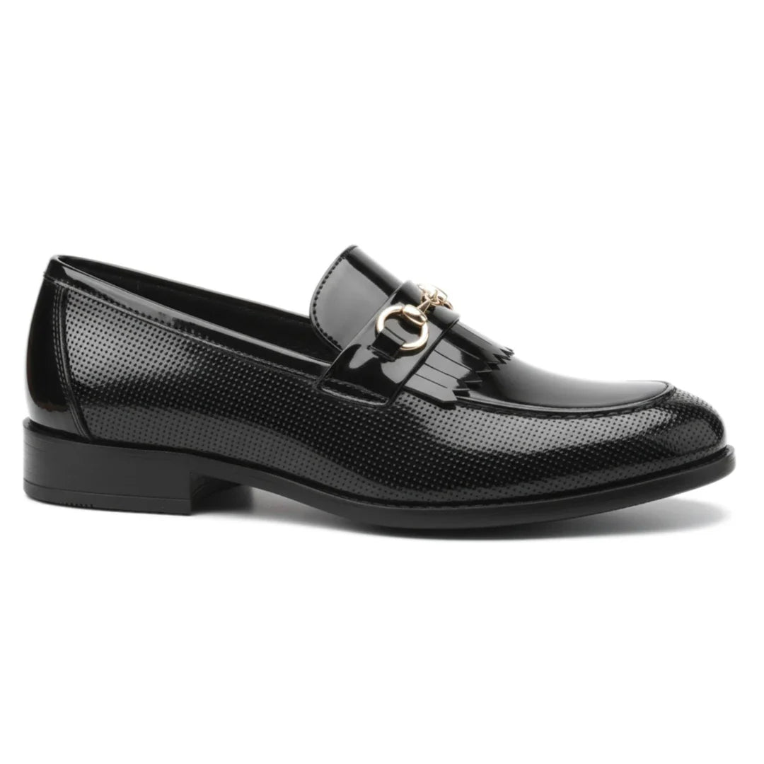 Mocasini slip-on negri pentru bărbați, din PU lăcuit