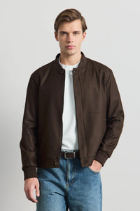 Jachetă bomber elegantă minimalistă maro pentru bărbați