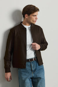 Jachetă bomber elegantă minimalistă maro pentru bărbați