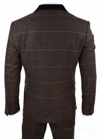Men's Dark Brown Tweed Suit - Cavani Tommy