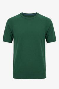 Tricou bărbătesc verde clasic tricotat cu mânecă scurtă și guler rotund