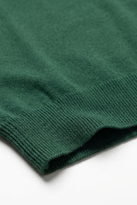 Tricou bărbătesc verde clasic tricotat cu mânecă scurtă și guler rotund