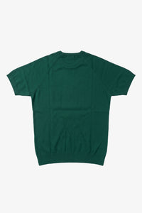 Tricou bărbătesc verde clasic tricotat cu mânecă scurtă și guler rotund