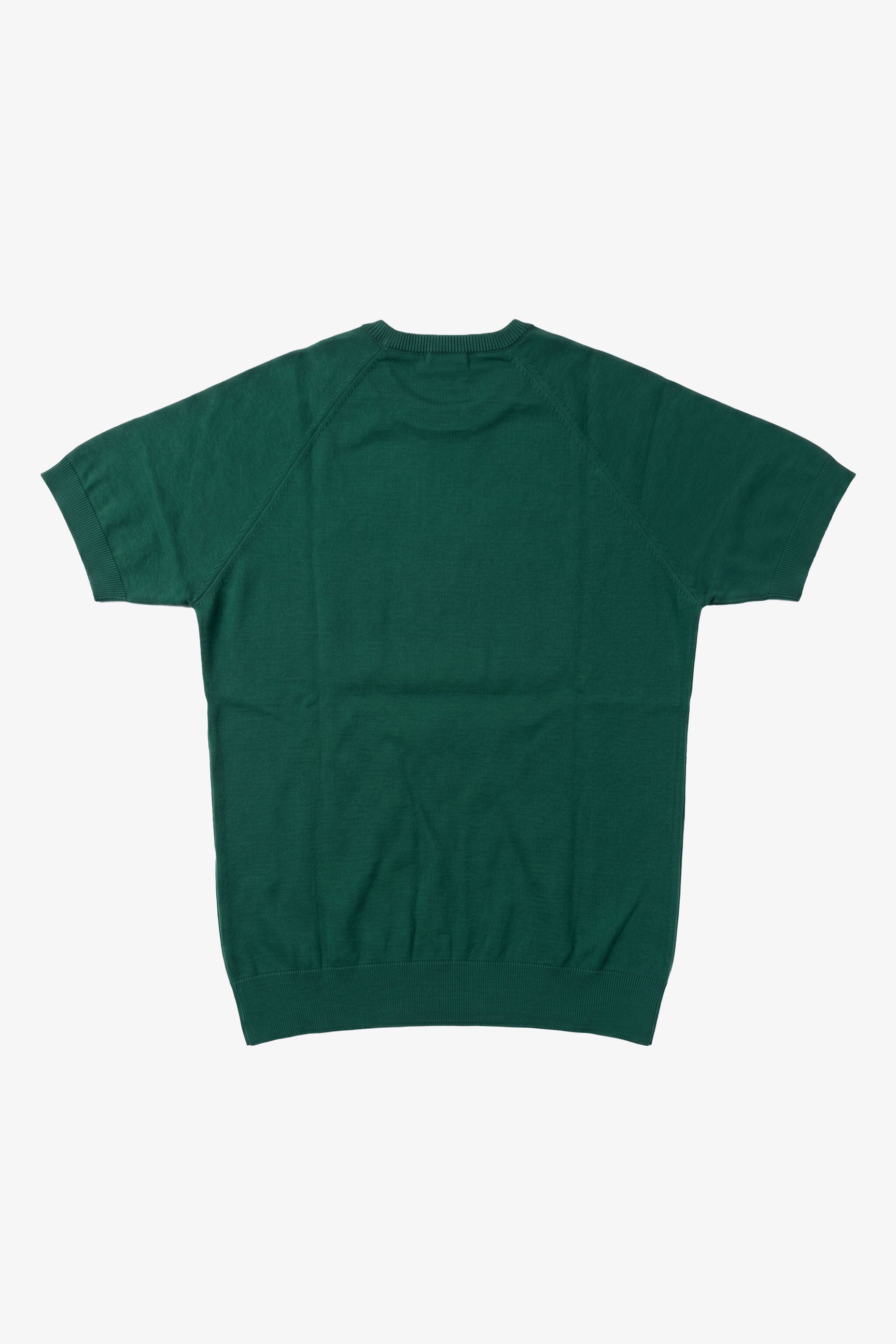 Tricou bărbătesc verde clasic tricotat cu mânecă scurtă și guler rotund