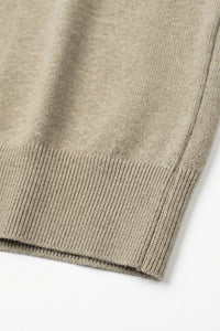Tricou bărbătesc kaki clasic tricotat, cu mânecă scurtă, guler rotund