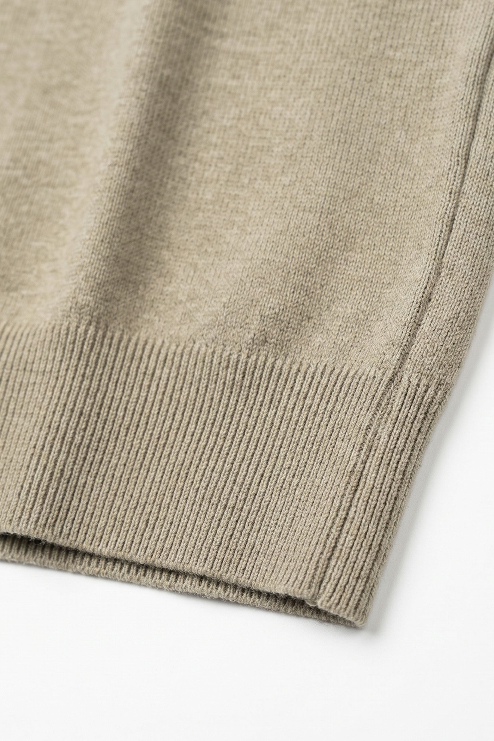 Tricou bărbătesc kaki clasic tricotat, cu mânecă scurtă, guler rotund