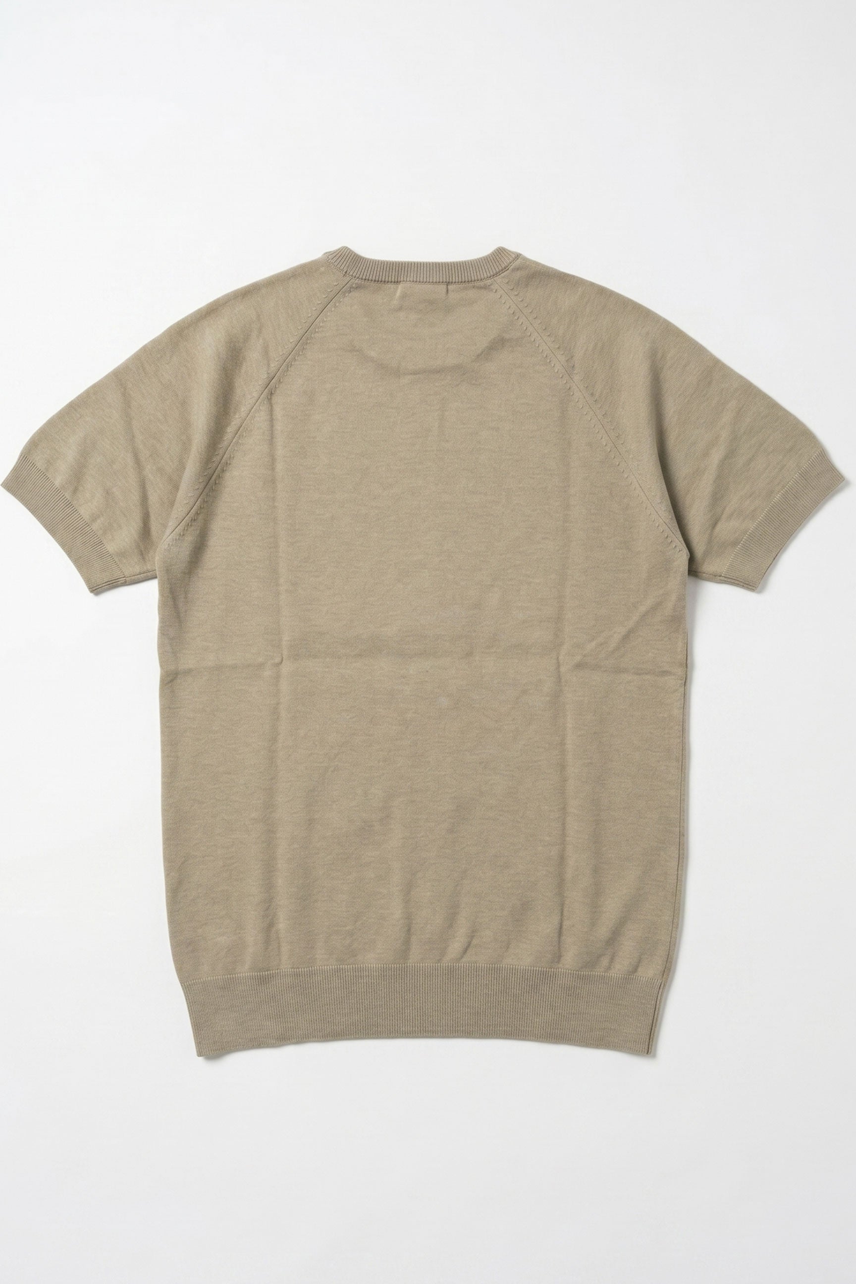 Tricou bărbătesc kaki clasic tricotat, cu mânecă scurtă, guler rotund