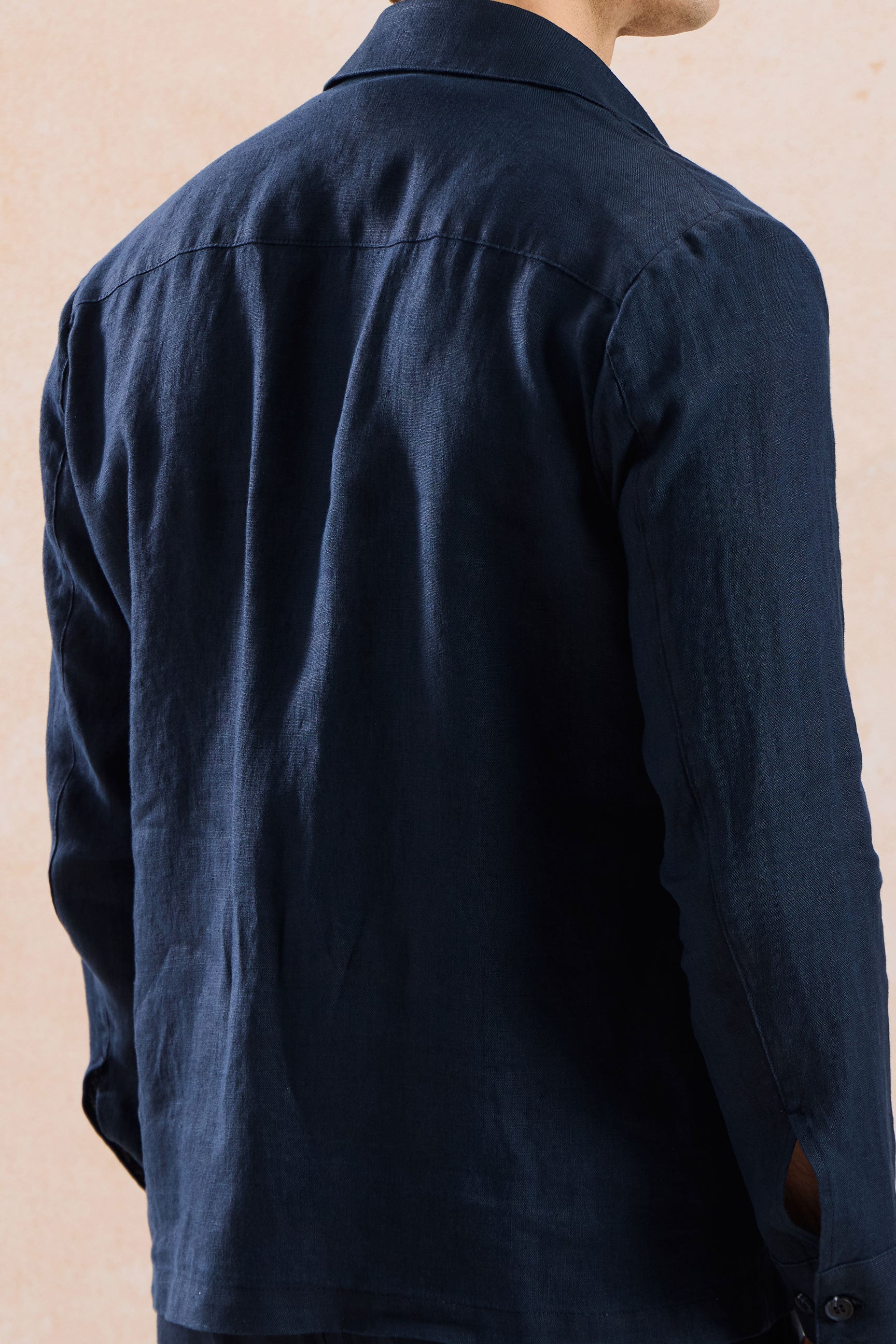 Set bărbătesc de vară, elegant, casual, cu jachetă din in, bleumarin, cu fermoar și pantaloni gri salvie
