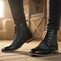 Ghete bărbătești cu vârf tip Wingtip Brogue