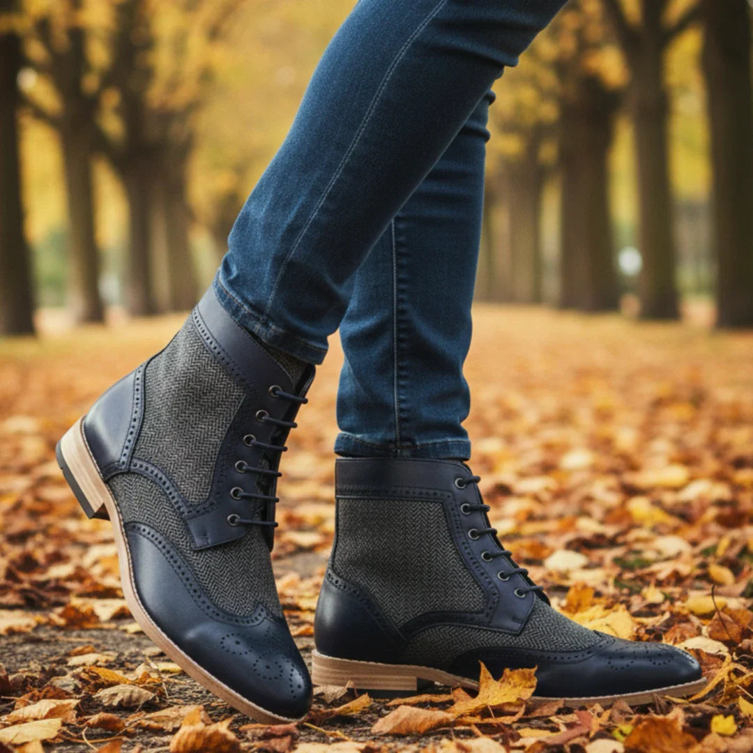 Ghete bărbătești cu vârf tip Wingtip Brogue