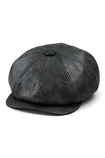 Pălărie bărbătească cu 8 panouri, model Razor Baker Boy, din piele PU, Blinders Newsboy, șapcă plată, neagră