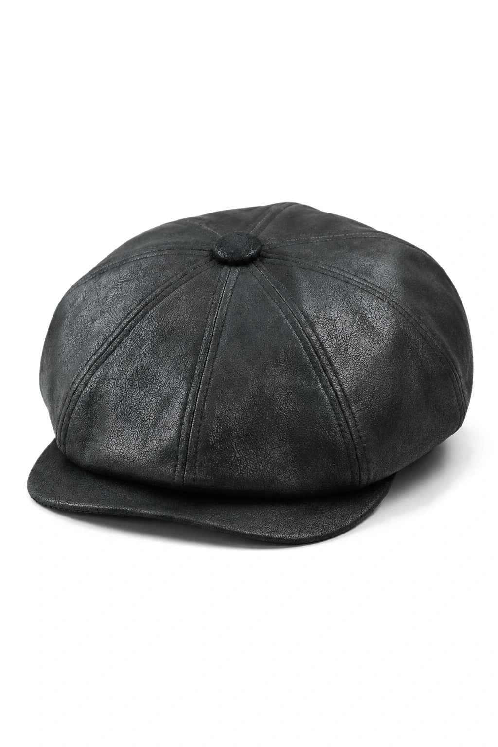 Pălărie bărbătească cu 8 panouri, model Razor Baker Boy, din piele PU, Blinders Newsboy, șapcă plată, neagră