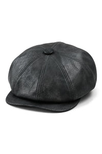 Pălărie bărbătească cu 8 panouri, model Razor Baker Boy, din piele PU, Blinders Newsboy, șapcă plată, neagră