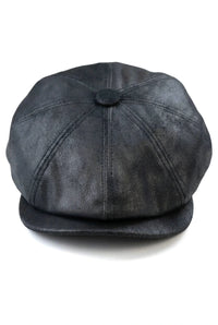 Pălărie bărbătească cu 8 panouri, model Razor Baker Boy, din piele PU, Blinders Newsboy, șapcă plată, neagră