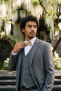 Papion tricotat bej pentru bărbați