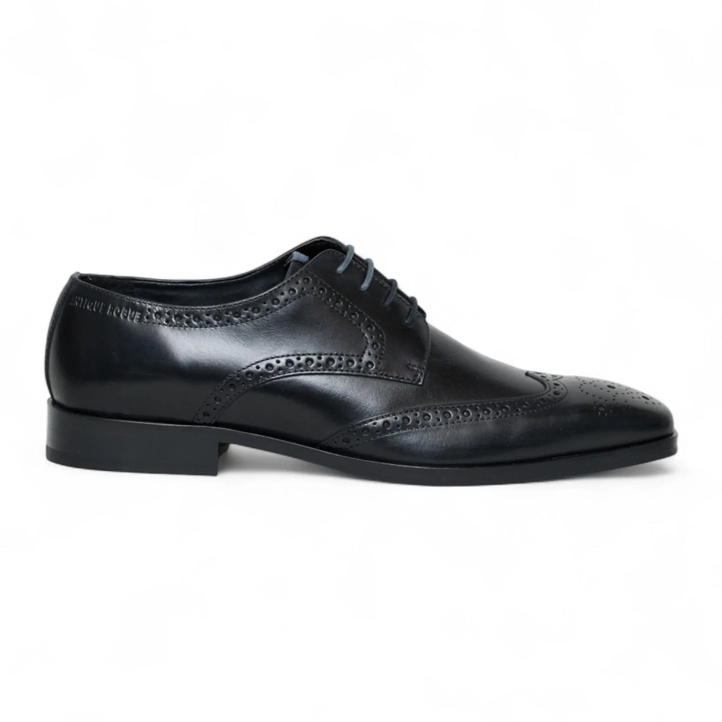 Pantofi brogue bărbătești din piele neagră, clasici, formali, cu șireturi