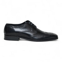 Pantofi brogue bărbătești din piele neagră, clasici, formali, cu șireturi